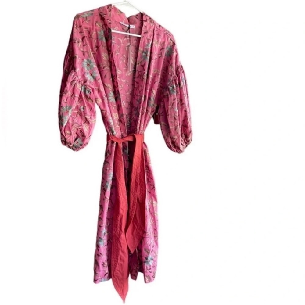 RODNER FIGUEROA Embroidery Floral MIDI Balloon Sleeves Kimono Dress Size M
